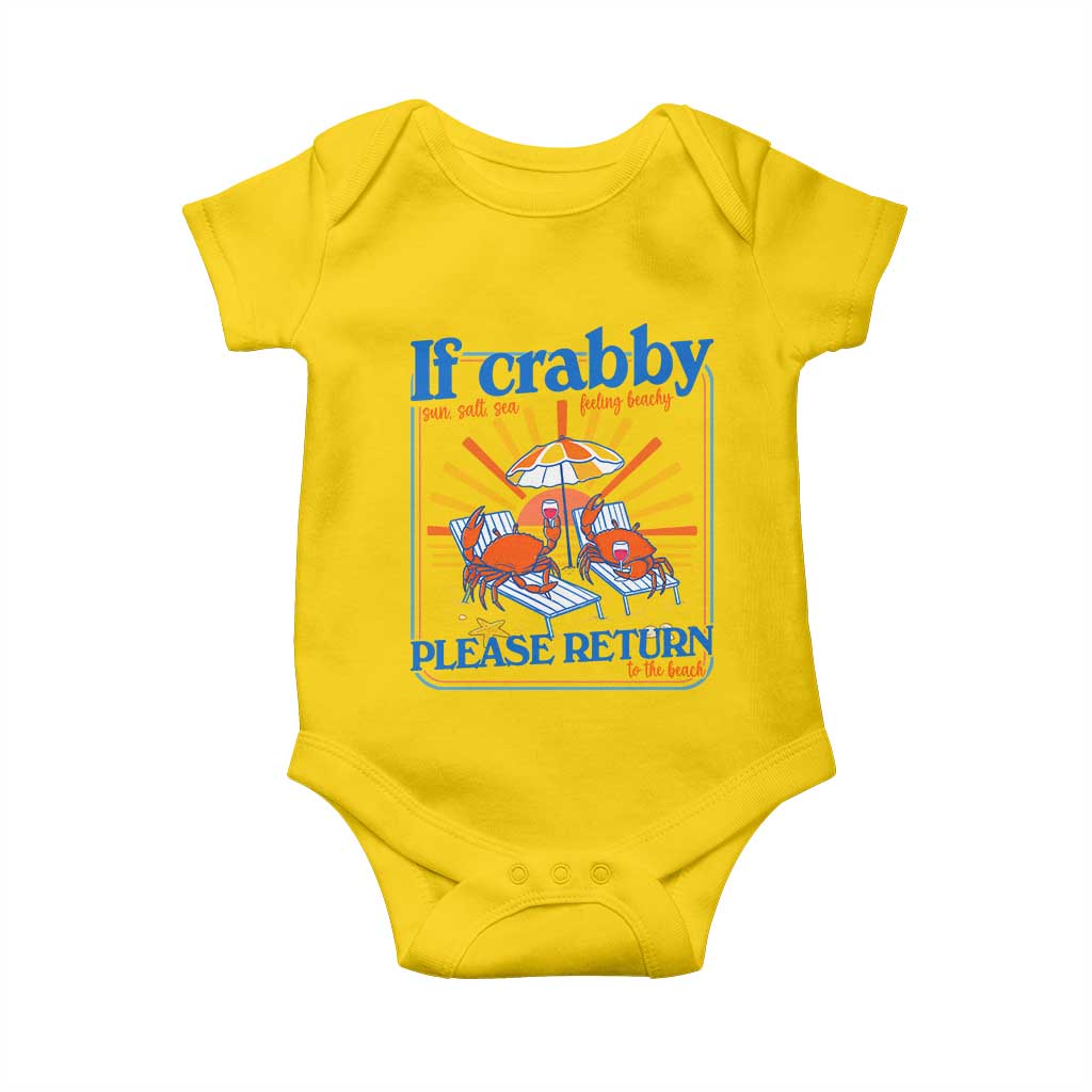 If Crabby Please Return To The Beach Baby Onesie Funny Summer Crab TS14 Daisy Print Your Wear