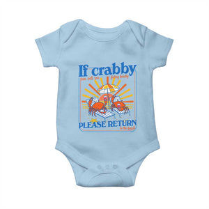 If Crabby Please Return To The Beach Baby Onesie Funny Summer Crab TS14 Light Blue Print Your Wear