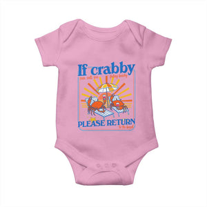 If Crabby Please Return To The Beach Baby Onesie Funny Summer Crab TS14 Light Pink Print Your Wear