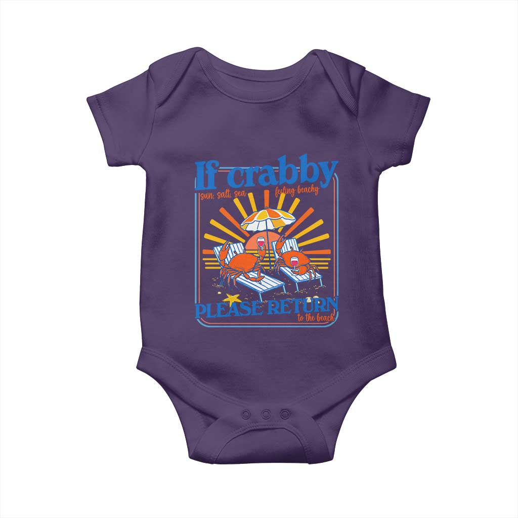If Crabby Please Return To The Beach Baby Onesie Funny Summer Crab TS14 Purple Print Your Wear