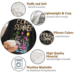Funny Beach Raccoon Throw Blanket Feral Summer Vacation Gift TS14 Print Your Wear