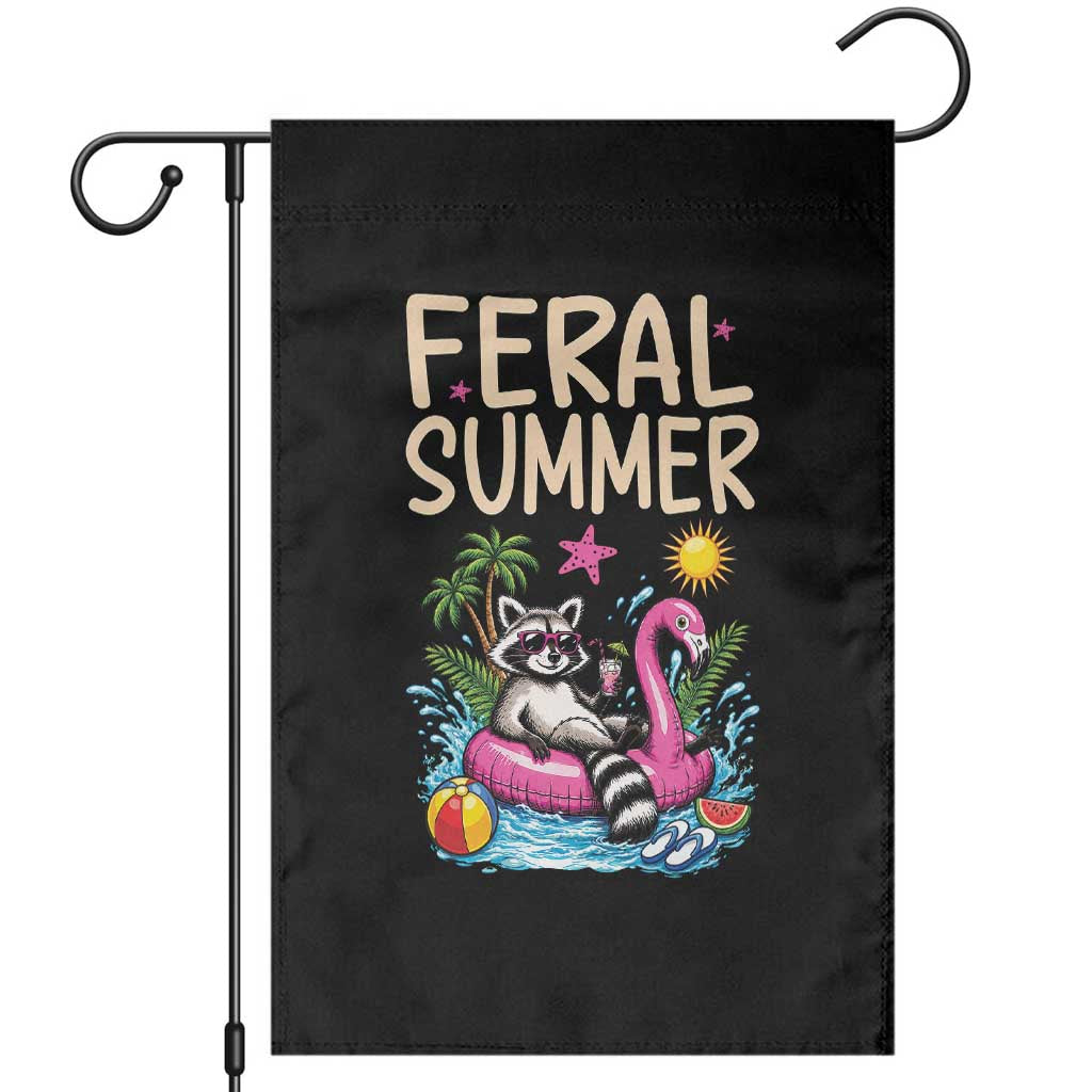 Funny Beach Raccoon Garden Flag Feral Summer Vacation Gift TS14 Black Print Your Wear