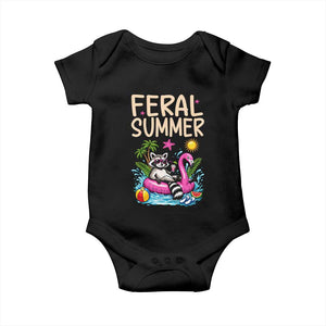 Funny Beach Raccoon Baby Onesie Feral Summer Vacation Gift TS14 Black Print Your Wear