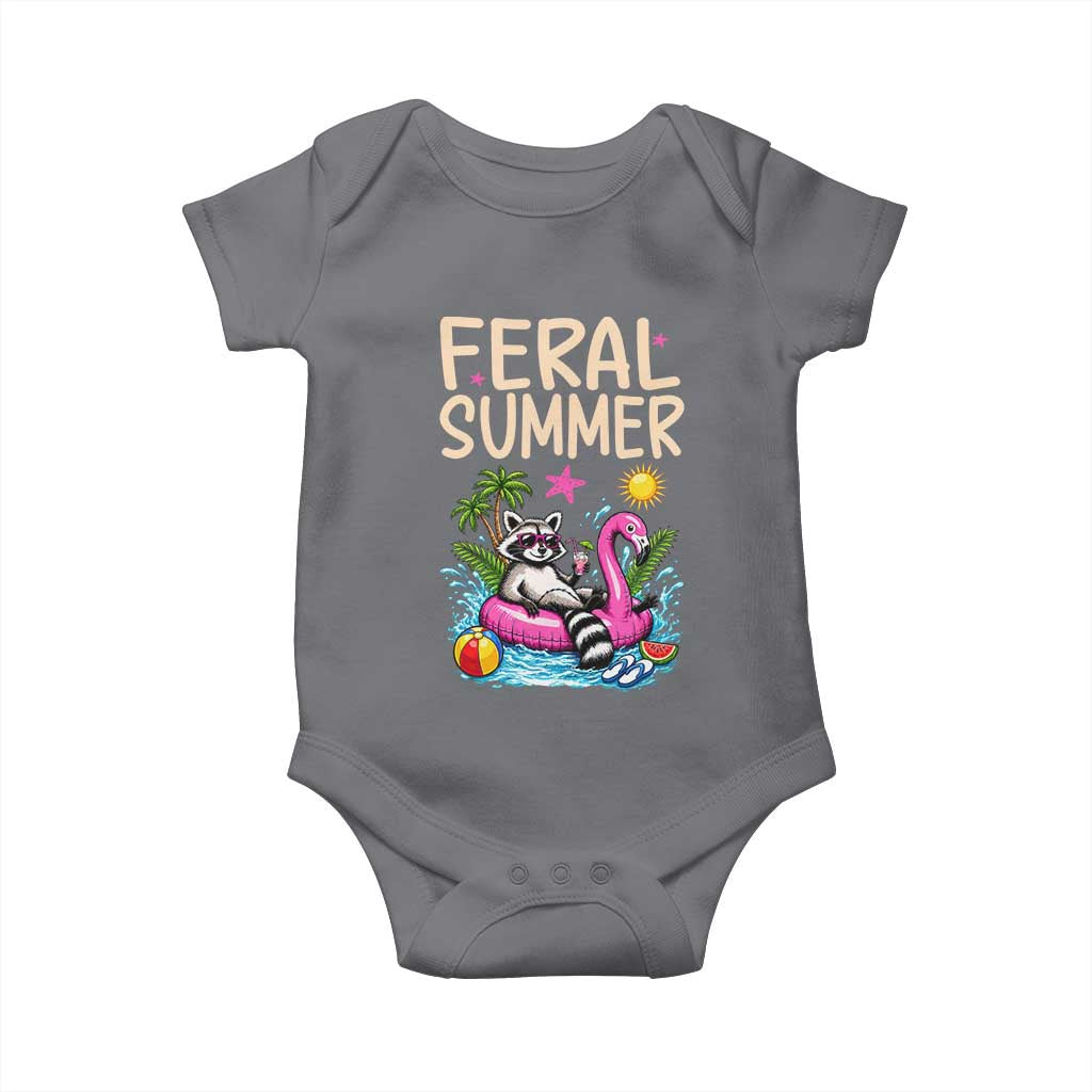 Funny Beach Raccoon Baby Onesie Feral Summer Vacation Gift TS14 Charcoal Print Your Wear