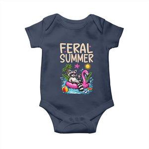 Funny Beach Raccoon Baby Onesie Feral Summer Vacation Gift TS14 Navy Print Your Wear
