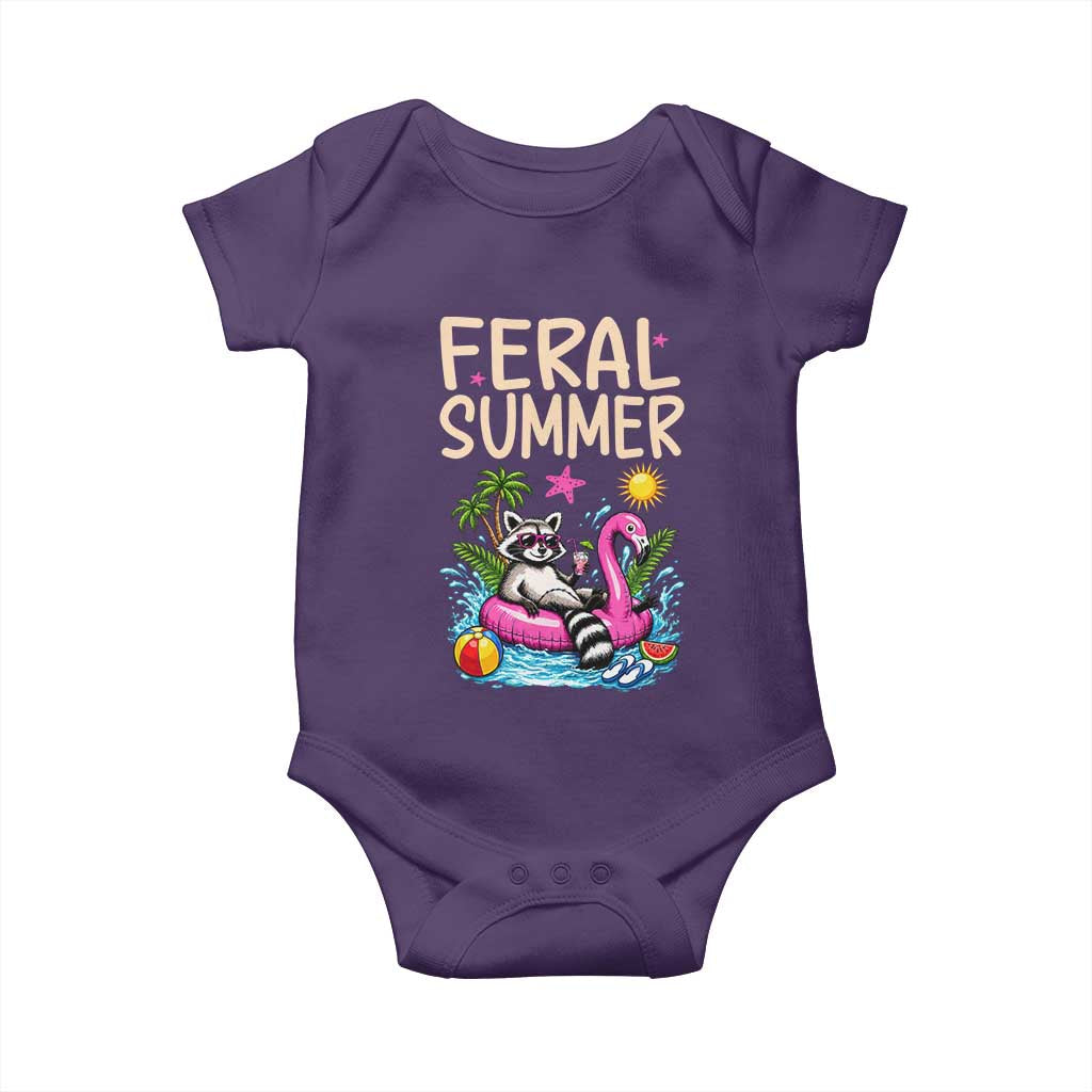 Funny Beach Raccoon Baby Onesie Feral Summer Vacation Gift TS14 Purple Print Your Wear
