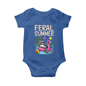 Funny Beach Raccoon Baby Onesie Feral Summer Vacation Gift TS14 Royal Blue Print Your Wear