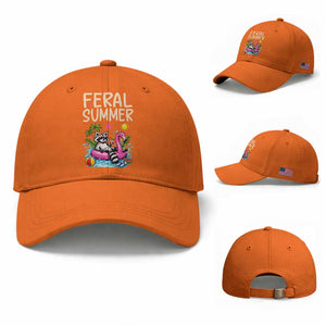 Funny Beach Raccoon Baseball Cap Feral Summer Vacation Gift TS14 Baseball Cap Universal Fit Orange Print Your Wear