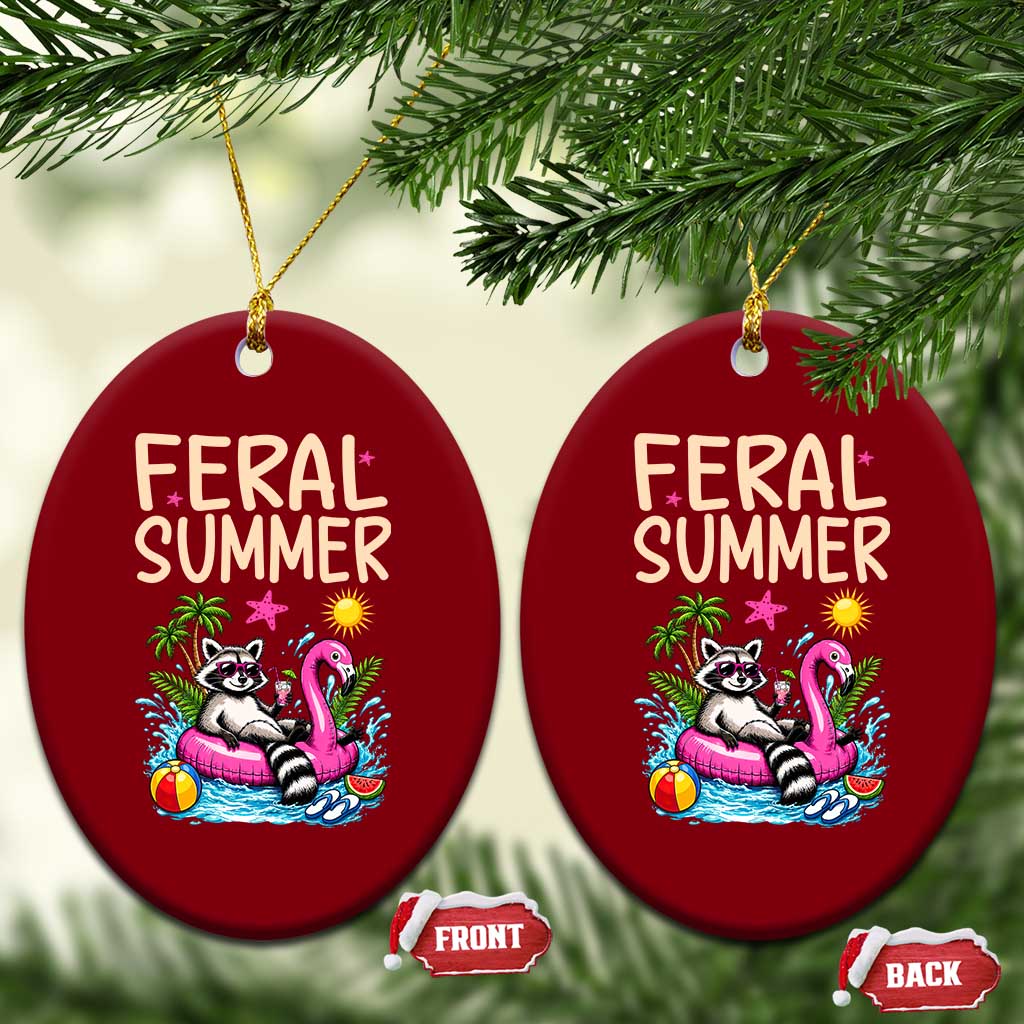 Funny Beach Raccoon Ceramic Ornament Feral Summer Vacation Gift TS14 Print Your Wear