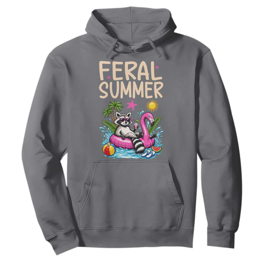 Funny Beach Raccoon Hoodie Feral Summer Vacation Gift TS14 Charcoal Print Your Wear