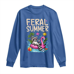 Funny Beach Raccoon Long Sleeve Shirt Feral Summer Vacation Gift TS14 Royal Blue Print Your Wear