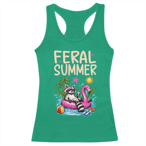 Funny Beach Raccoon Racerback Tank Top Feral Summer Vacation Gift TS14 Irish Green Print Your Wear