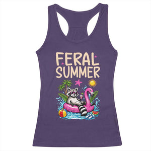 Funny Beach Raccoon Racerback Tank Top Feral Summer Vacation Gift TS14 Purple Print Your Wear