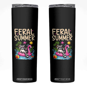 Funny Beach Raccoon Skinny Tumbler Feral Summer Vacation Gift TS14 Black Print Your Wear