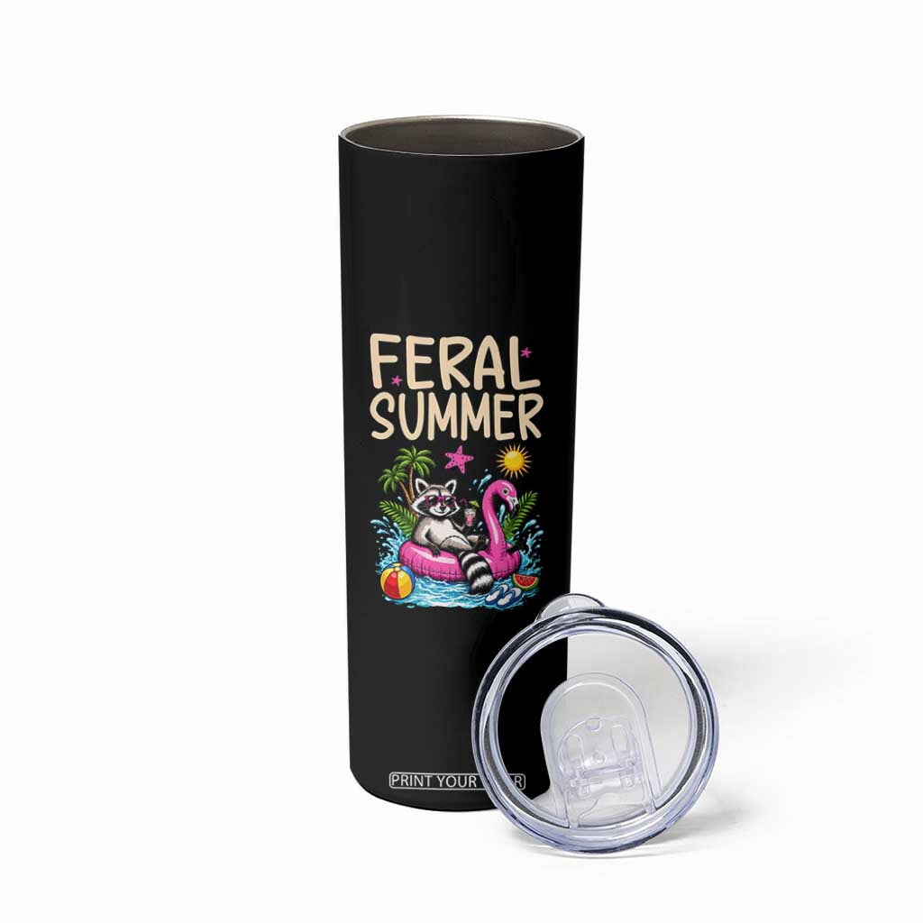 Funny Beach Raccoon Skinny Tumbler Feral Summer Vacation Gift TS14 Print Your Wear