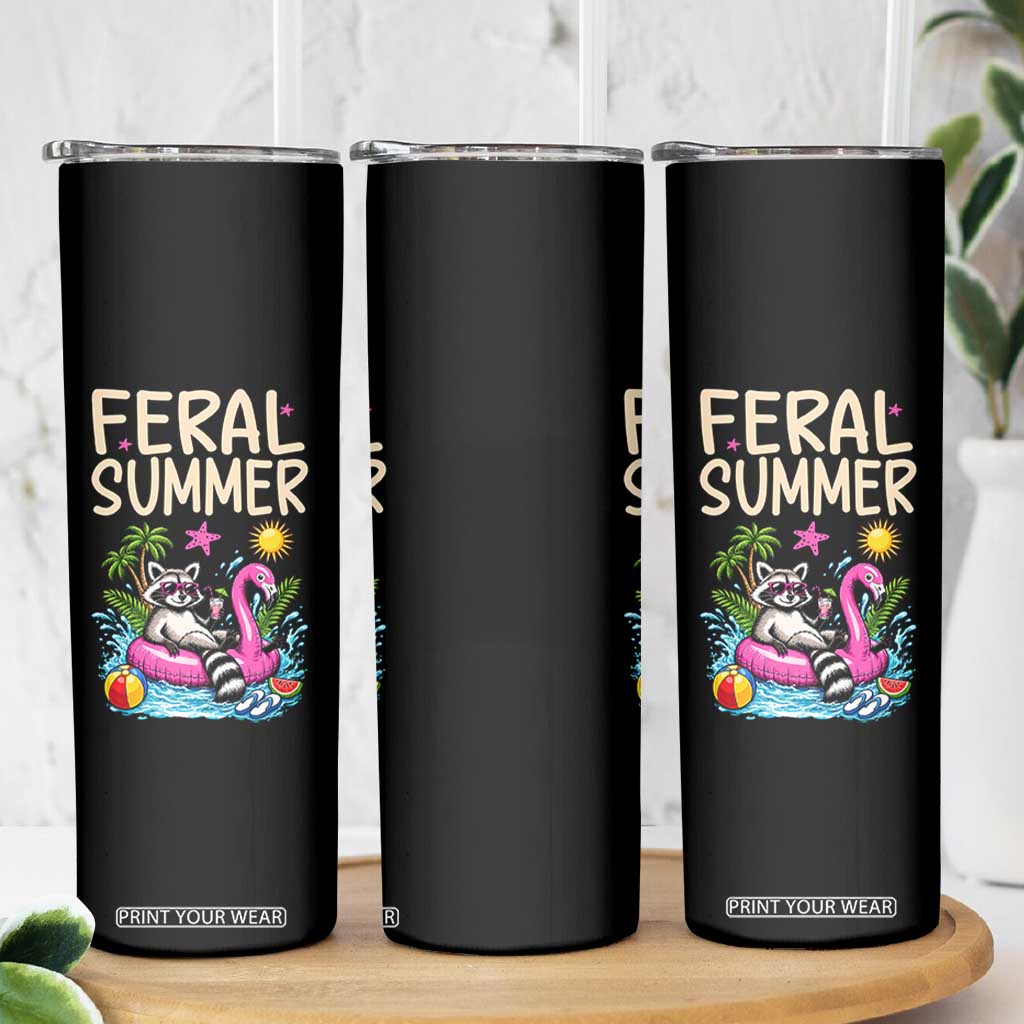 Funny Beach Raccoon Skinny Tumbler Feral Summer Vacation Gift TS14 Print Your Wear