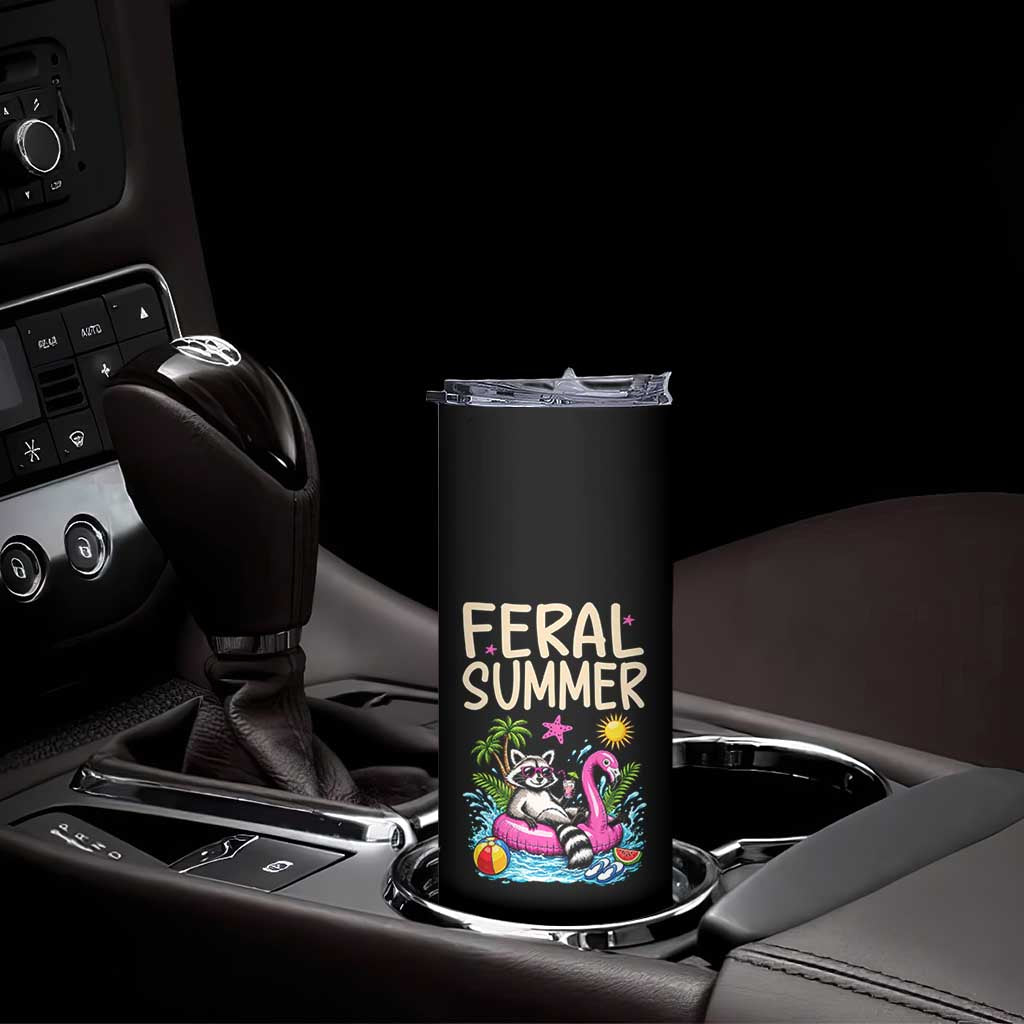Funny Beach Raccoon Skinny Tumbler Feral Summer Vacation Gift TS14 Print Your Wear