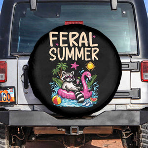 Funny Beach Raccoon Spare Tire Cover Feral Summer Vacation Gift TS14 No hole Black Print Your Wear