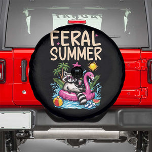 Funny Beach Raccoon Spare Tire Cover Feral Summer Vacation Gift TS14 Black Print Your Wear