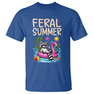 Funny Beach Raccoon T Shirt Feral Summer Vacation Gift TS14 Royal Blue Print Your Wear