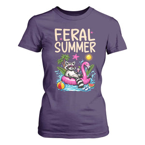 Funny Beach Raccoon T Shirt For Women Feral Summer Vacation Gift TS14 Purple Print Your Wear