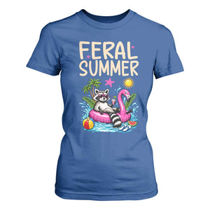 Funny Beach Raccoon T Shirt For Women Feral Summer Vacation Gift TS14 Royal Blue Print Your Wear