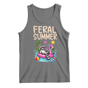 Funny Beach Raccoon Tank Top Feral Summer Vacation Gift TS14 Black Heather Print Your Wear