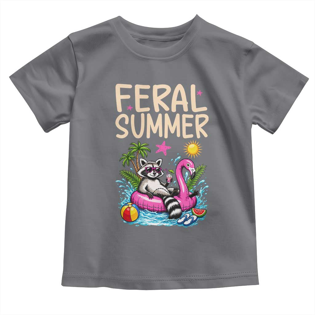 Funny Beach Raccoon Toddler T Shirt Feral Summer Vacation Gift TS14 Charcoal Print Your Wear