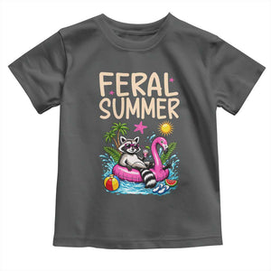 Funny Beach Raccoon Toddler T Shirt Feral Summer Vacation Gift TS14 Dark Heather Print Your Wear