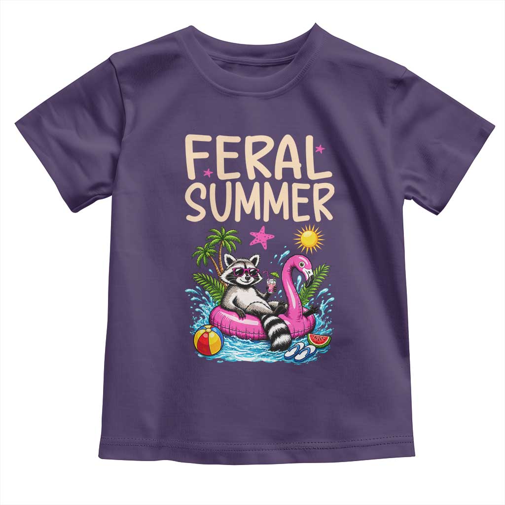 Funny Beach Raccoon Toddler T Shirt Feral Summer Vacation Gift TS14 Purple Print Your Wear