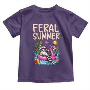 Funny Beach Raccoon Toddler T Shirt Feral Summer Vacation Gift TS14 Purple Print Your Wear