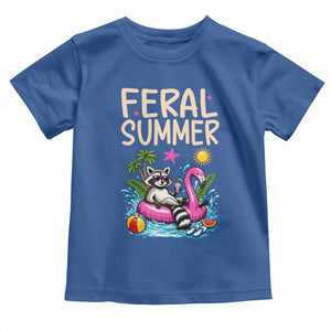 Funny Beach Raccoon Toddler T Shirt Feral Summer Vacation Gift TS14 Royal Blue Print Your Wear