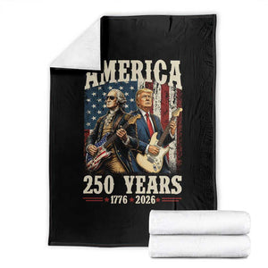 250 Years America Anniversary Throw Blanket Vintage President Playing Guitar 4th of July