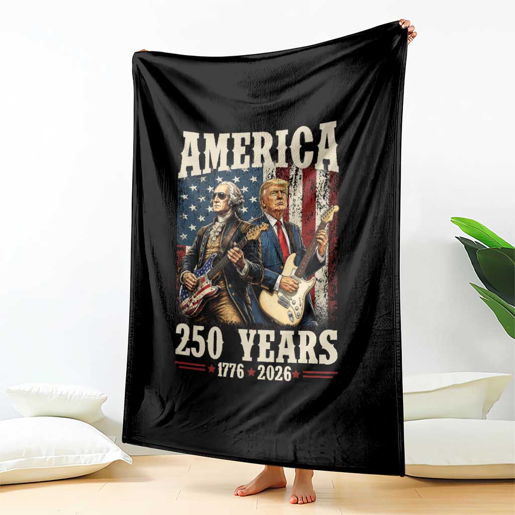 250 Years America Anniversary Throw Blanket Vintage President Playing Guitar 4th of July