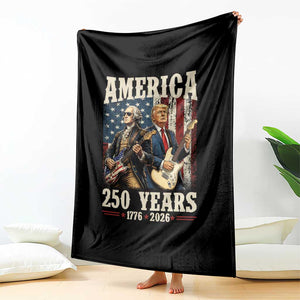 250 Years America Anniversary Throw Blanket Vintage President Playing Guitar 4th of July