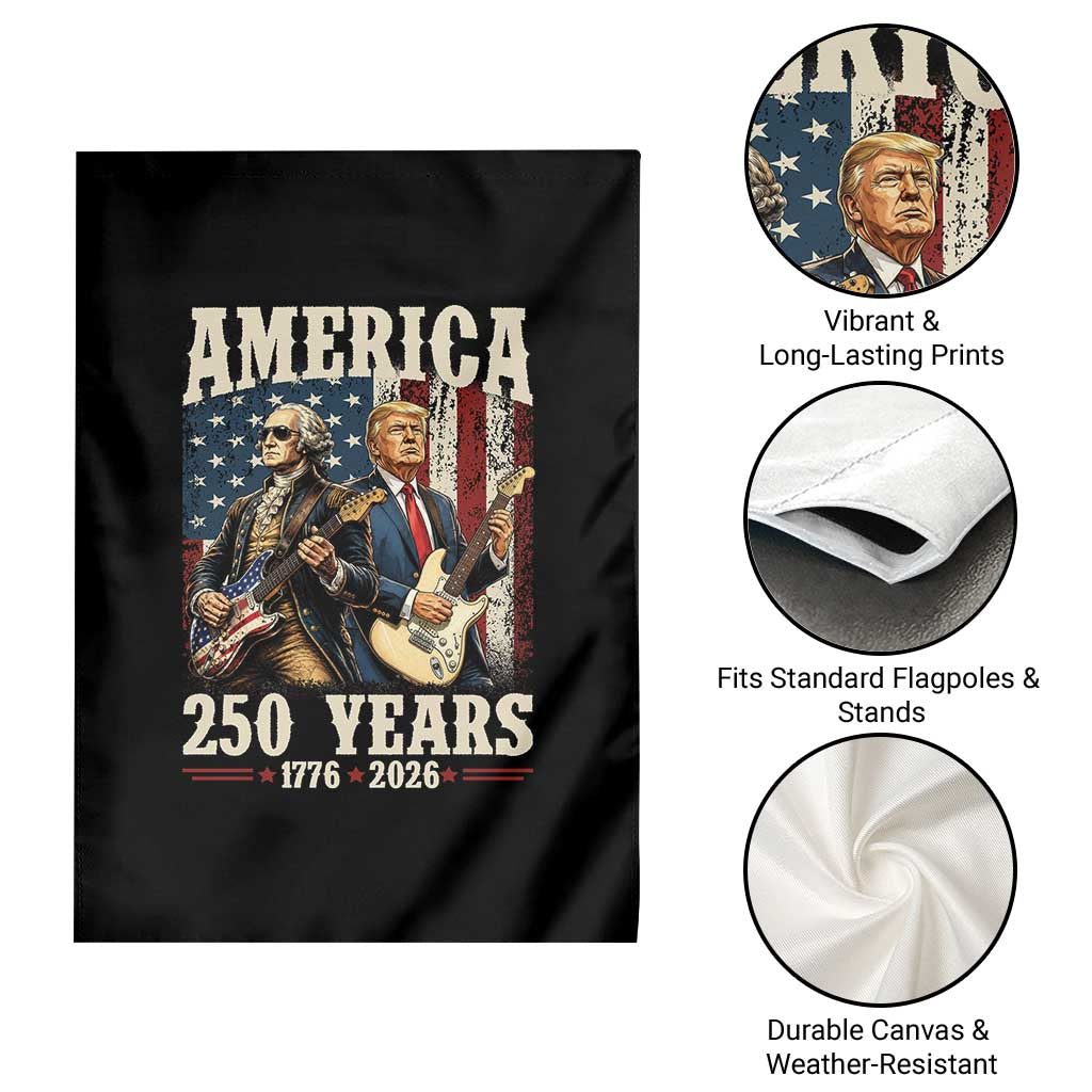 250 Years America Anniversary Garden Flag Vintage President Playing Guitar 4th of July