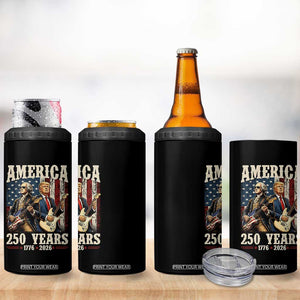 250 Years America Anniversary 4 in 1 Can Cooler Tumbler Vintage President Playing Guitar 4th of July