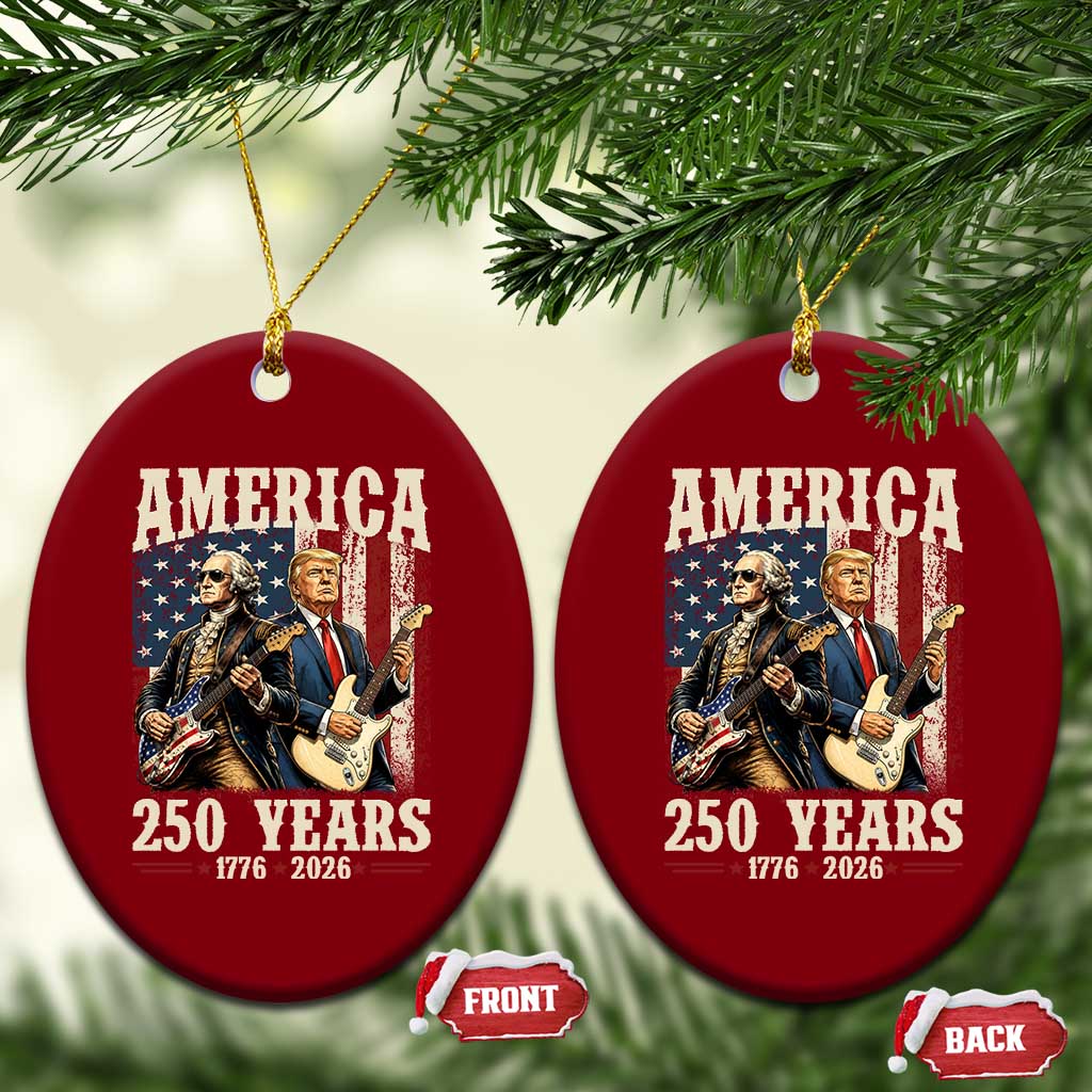 250 Years America Anniversary Ceramic Ornament Vintage President Playing Guitar 4th of July