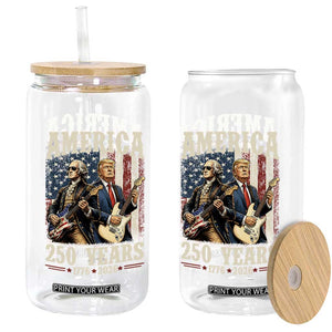 250 Years America Anniversary Glass Can Vintage President Playing Guitar 4th of July