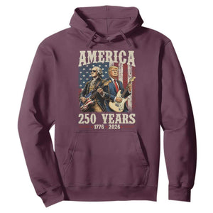 250 Years America Anniversary Hoodie Vintage President Playing Guitar 4th of July