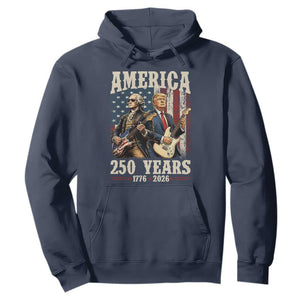 250 Years America Anniversary Hoodie Vintage President Playing Guitar 4th of July