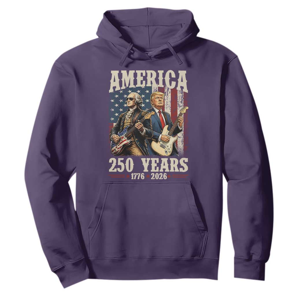 250 Years America Anniversary Hoodie Vintage President Playing Guitar 4th of July