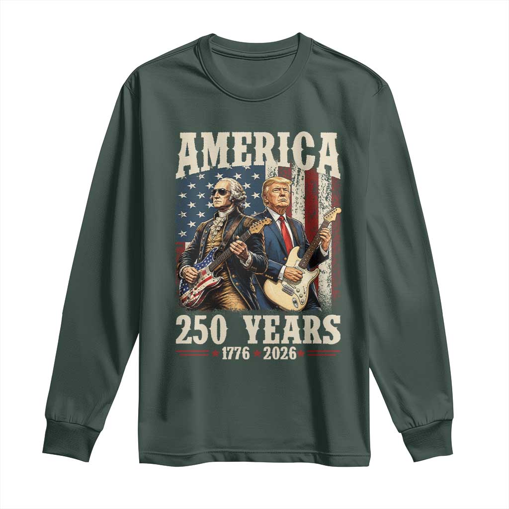 250 Years America Anniversary Long Sleeve Shirt Vintage President Playing Guitar 4th of July