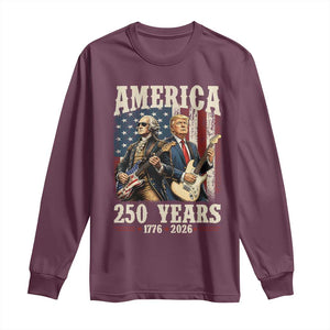 250 Years America Anniversary Long Sleeve Shirt Vintage President Playing Guitar 4th of July