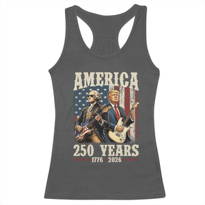 250 Years America Anniversary Racerback Tank Top Vintage President Playing Guitar 4th of July