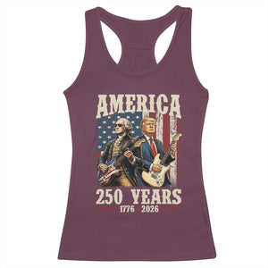 250 Years America Anniversary Racerback Tank Top Vintage President Playing Guitar 4th of July