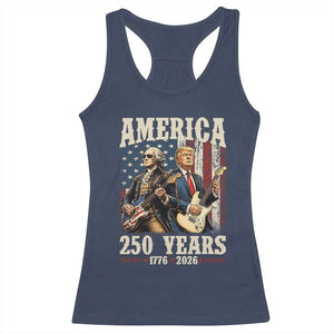 250 Years America Anniversary Racerback Tank Top Vintage President Playing Guitar 4th of July