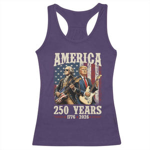 250 Years America Anniversary Racerback Tank Top Vintage President Playing Guitar 4th of July