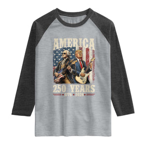 250 Years America Anniversary Raglan Shirt Vintage President Playing Guitar 4th of July