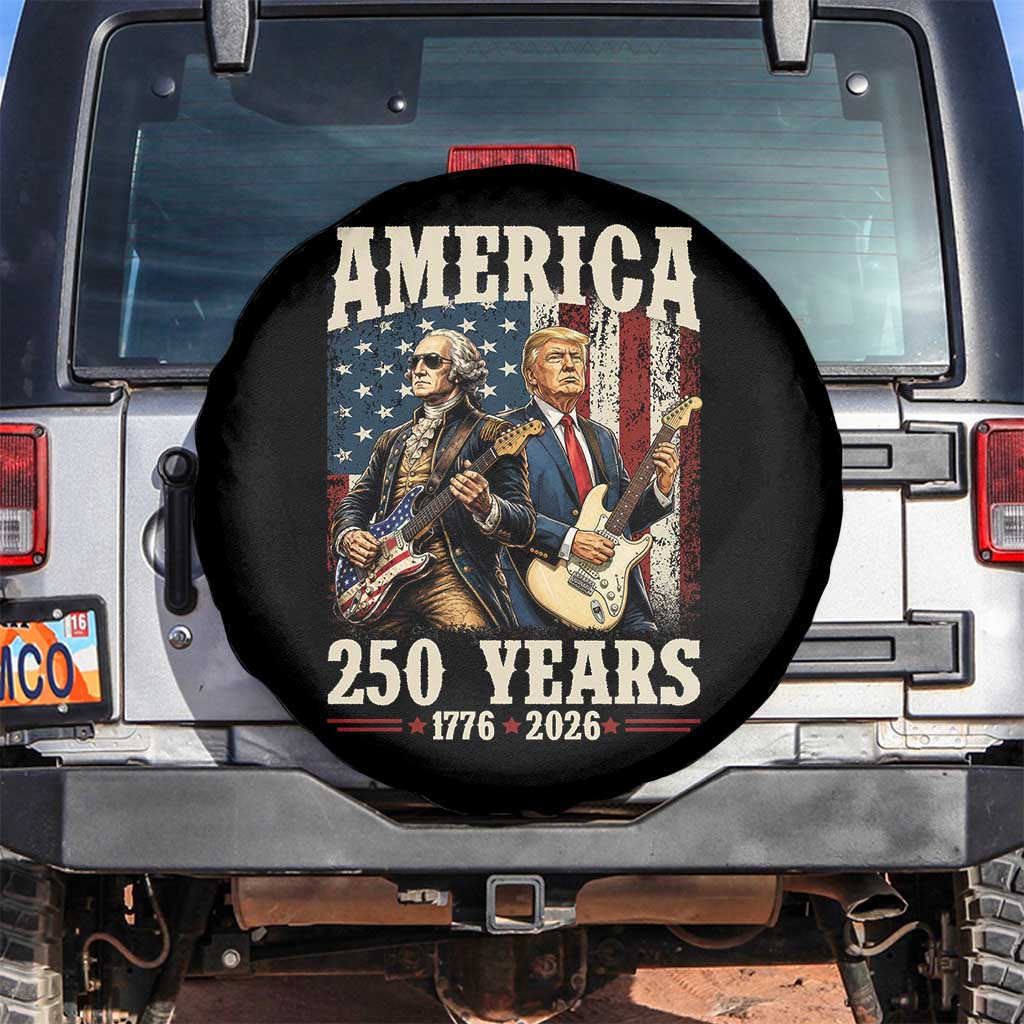 250 Years America Anniversary Spare Tire Cover Vintage President Playing Guitar 4th of July